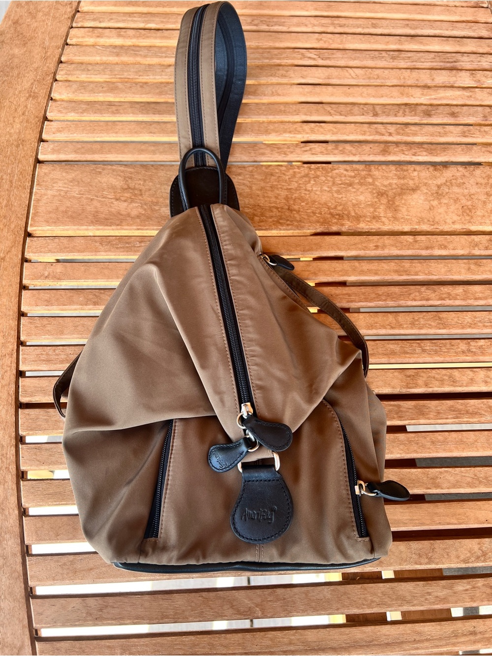Ameribag brown nylon backpack style shoulder bag